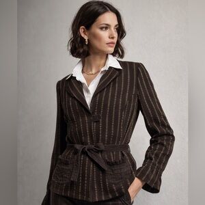 Lola Brown Pinstripe Cotton Blazer size medium
